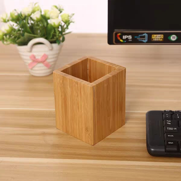 Bamboo and wood pen holder student stationery