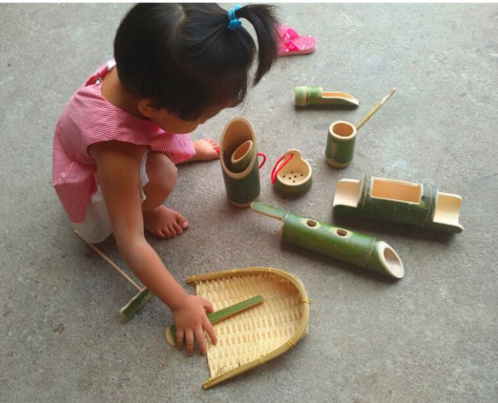 Bamboo tube toys, bamboo products, children''s sand water toys set 10 sets of sand water toys, play with sand and play with water toys